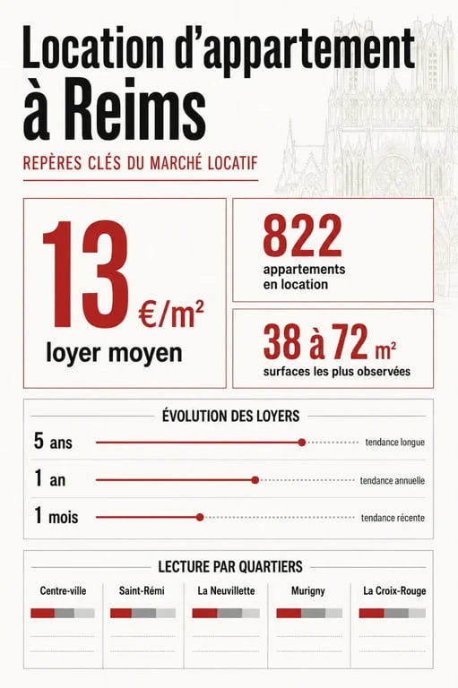 Appartement reims location : repères du marché, loyers moyens, quartiers et critères clés