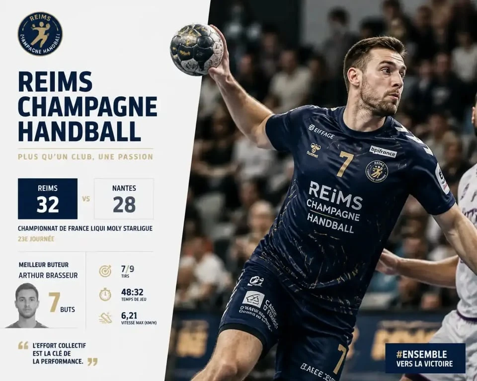 Joueur de handball en action lors d'un match du Reims Champagne Handball