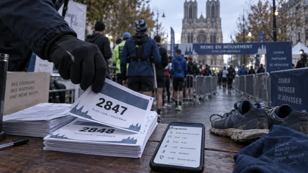 Reims Champagne Run : retrait de dossards à Reims, photo course