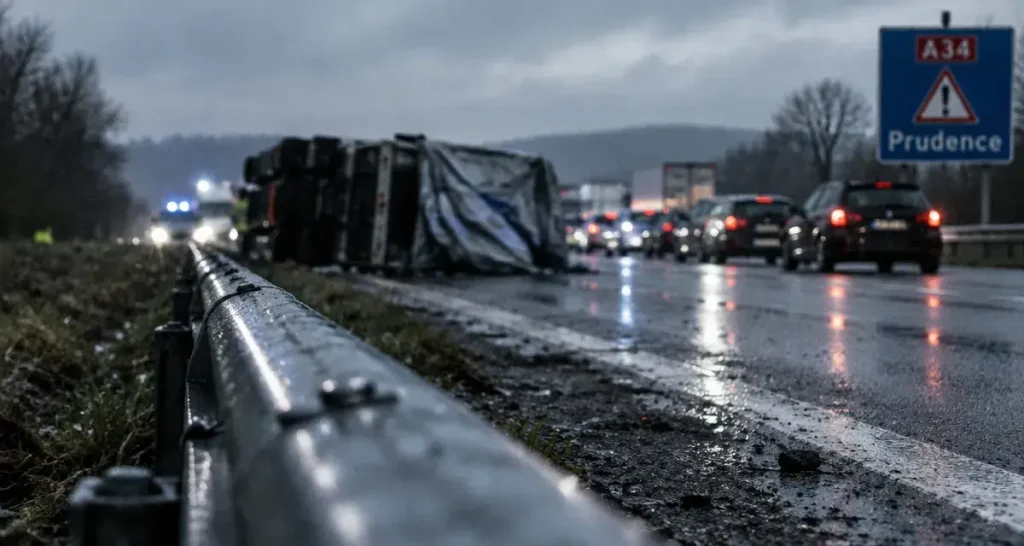Un accident de poids lourd perturbe la circulation sur l'A34