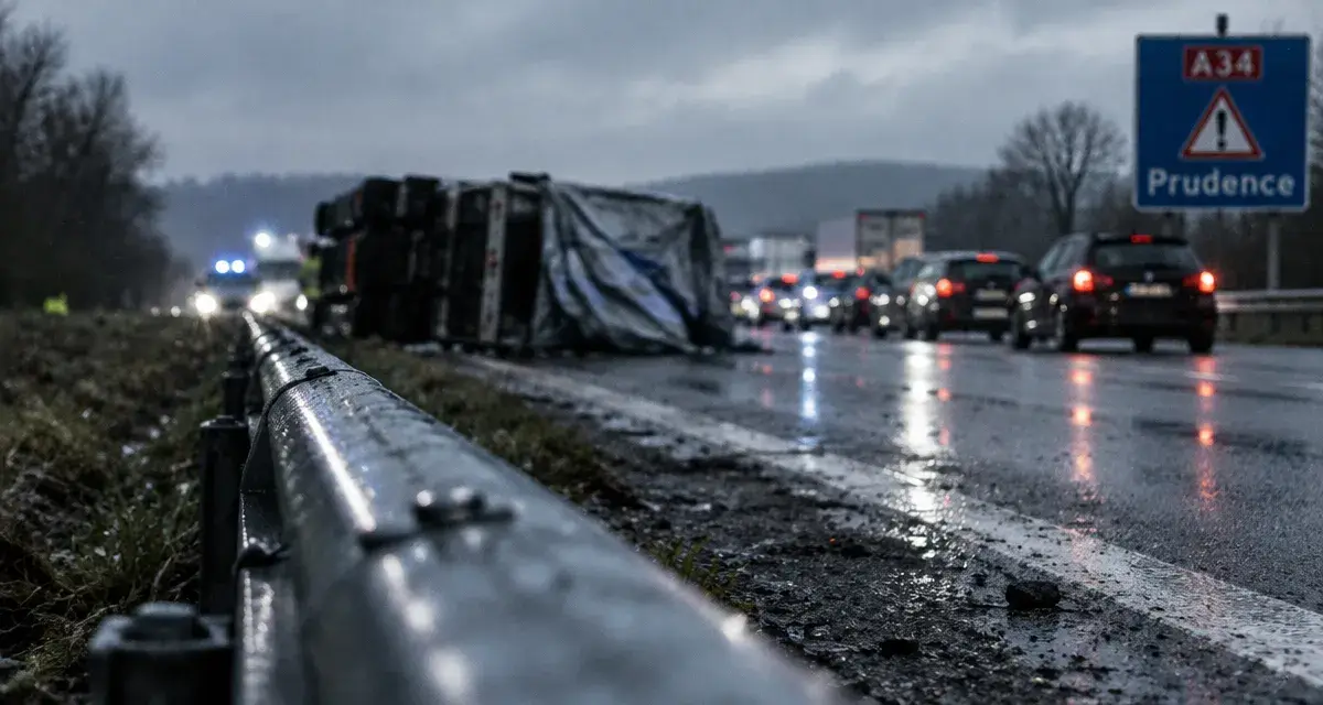 Un accident de poids lourd perturbe la circulation sur l'A34