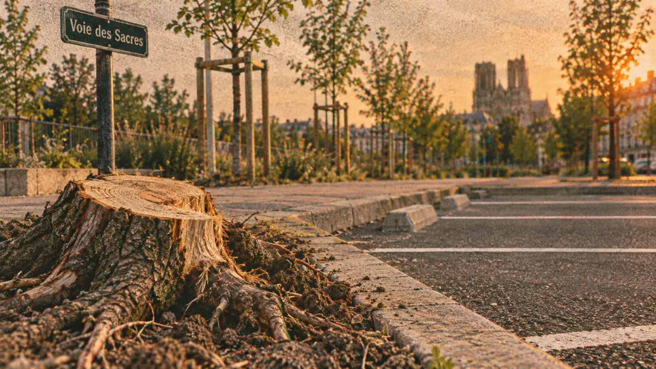 Voie des Sacres à Reims : trois arbres abattus pour quatre places